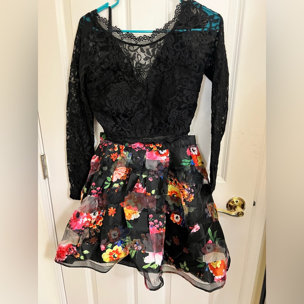 Floral and Black Prom/Formal/Ball Dress